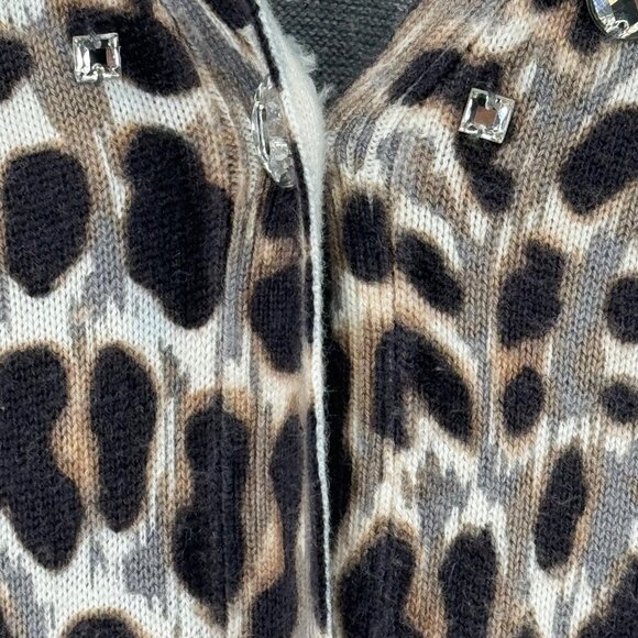 Chico's Leopard Print Open Cardigan Sweater Gray Long Sleeve Women's Size medium - Picture 7 of 10